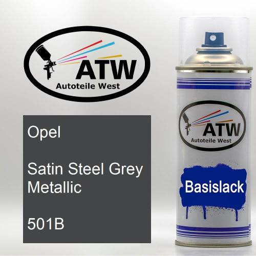 Opel, Satin Steel Grey Metallic, 501B: 400ml Sprühdose, von ATW Autoteile West.